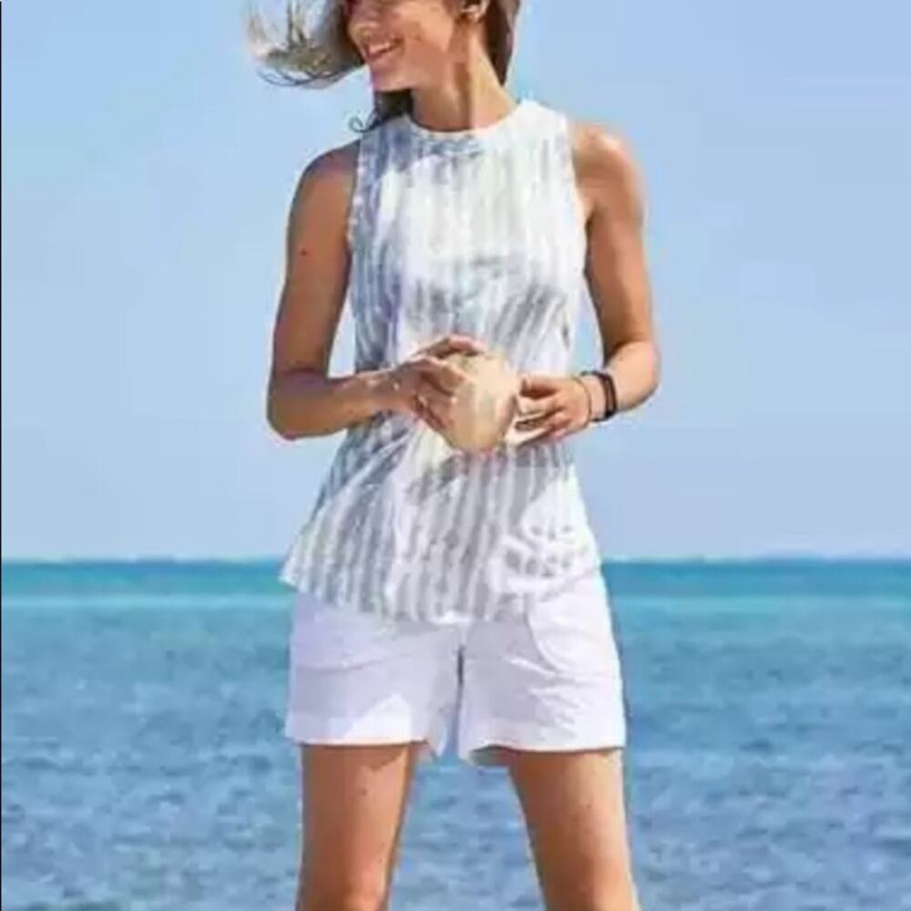 Athleta Breezy Tye-Die Sleeveless Sky Blue/White Flowy Tank